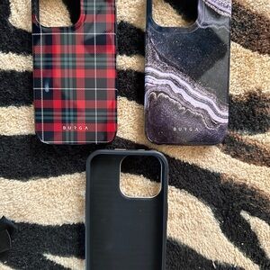 BURGA Sweater Weather & Geo Phone Case Set - Red Plaid, Purple Marble, Black